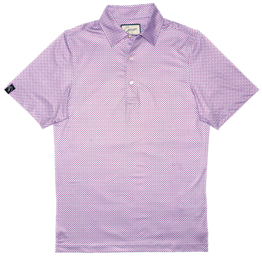 The Scramble is a stylish geometric print overlayed on performance fabric. Lightweight and made out of recycled polyester with 4-way stretch technology makes our polo one of the most comfortable ones on the market. 